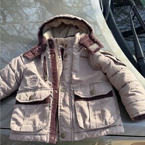 OshKosh B'gosh Beige and Dark Brown Quilted Coat